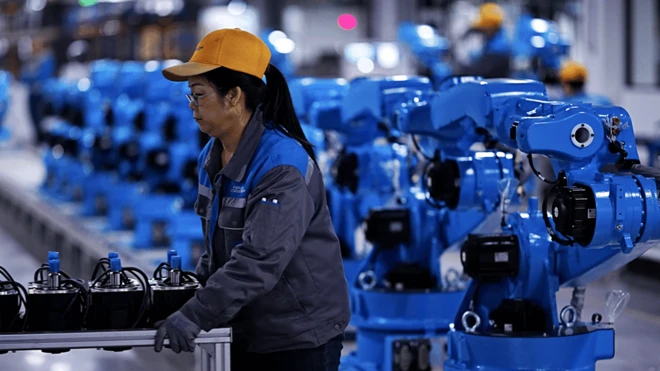 A female worker at a factory in Chengdu