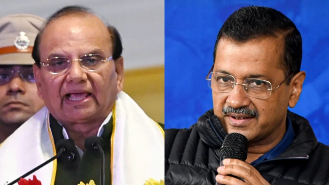 दिल्ली के उप राज्यपाल वीके सक्सेना और दिल्ली के पूर्व मुख्यमंत्री अरविंद केजरीवाल