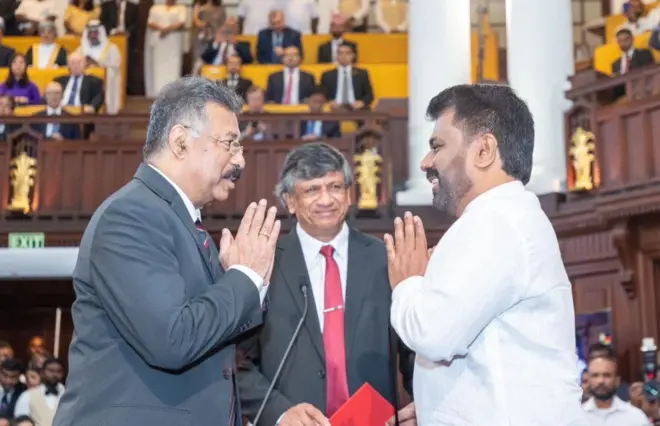  Sri Lanka's new president Anura Kumara Dissanayake takes oath as president of Sri Lanka in Colombo, Sri Lanka on September 23, 2024.