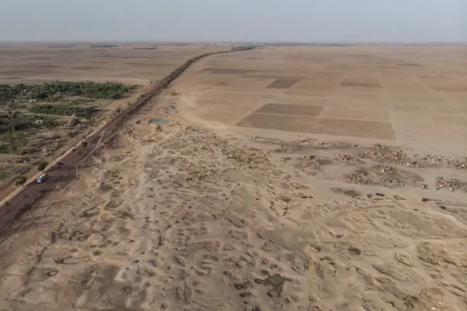 Vue aérienne d'une zone de Mopti au Mali