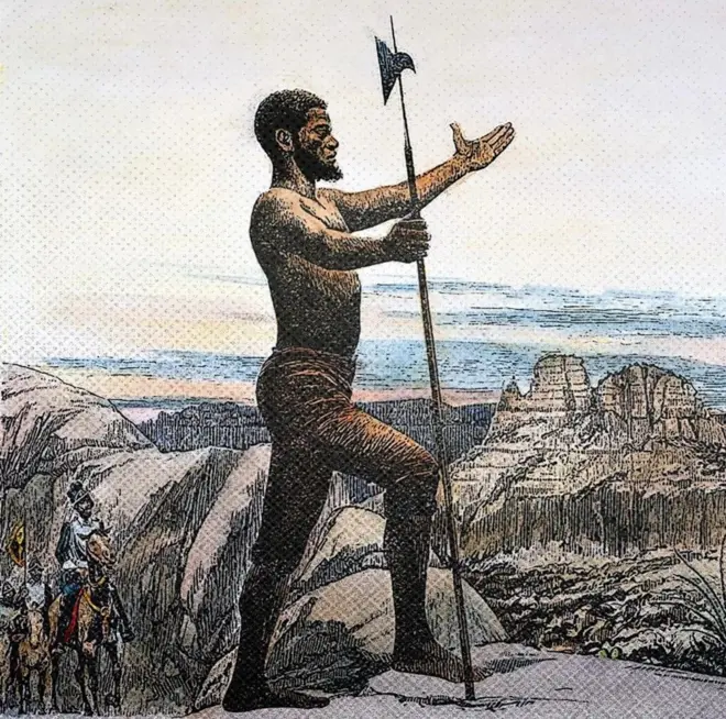 Cette illustration représente Estevanico (vers 1500-1539), un Marocain réduit en esclavage, l'un des premiers étrangers connus à avoir exploré le Sud-Ouest américain.
