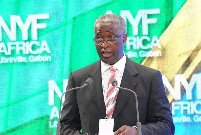 Le Premier ministre Raymond Ndong Sima, ici en 2012 lors de l 'ouverture du New York Forum Africa à Libreville.