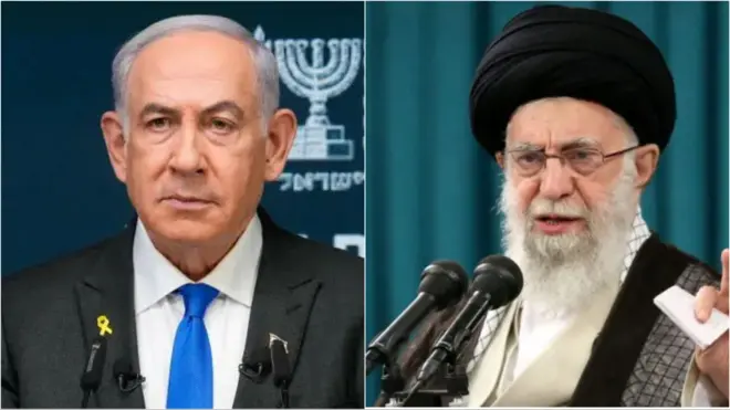 इस्रायलचे पंतप्रधान बेंजामिन नेतान्याहू आणि इराणचे सर्वोच्च नेते अयातुल्ला अली खामेनी