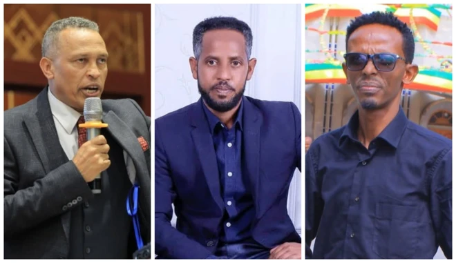  ፖለቲከኞቹ አበበ አካሉ እና ይሳቅ ወልዳይ እንዲሁም ጠበቃ አበራ ንጉሥ