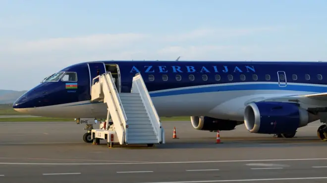 Close up file image of a Azerbaijan Airlines plane