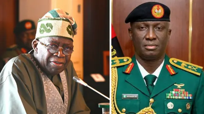 Foto collage of President Tinubu and Chief of Army Staff 