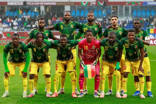 L'équipe du Mali pose lors du quart de finale de la Coupe d'Afrique des Nations (CAN) de football opposant le Mali au Sénégal au Grand Stade de Tanger le 9 janvier 2026.