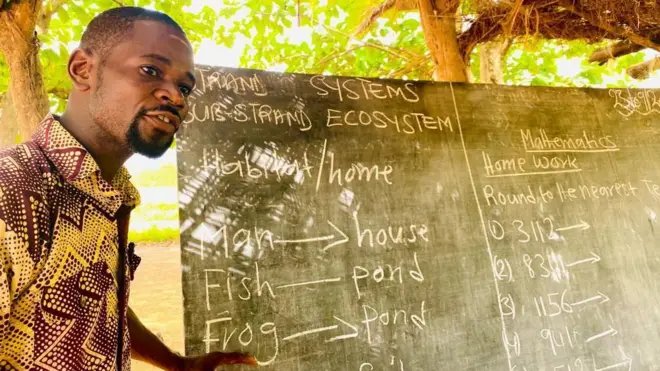 Teacher dey teach students