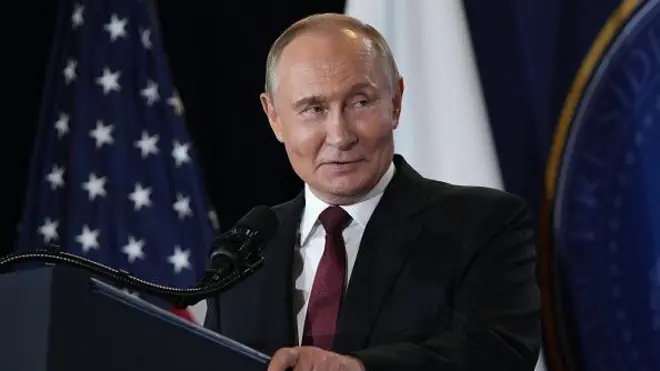 Російський президент Володимир Путін під час зустрічі з президентом США Трампом на Алясці влітку 2025 року