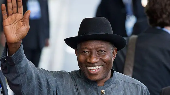Ex-president Jonathan wave im hand