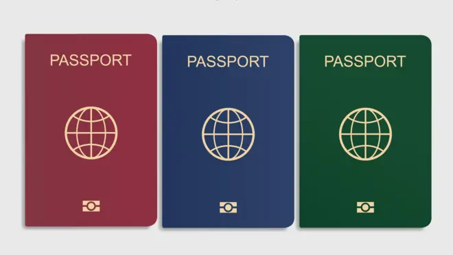 three samples of international passports