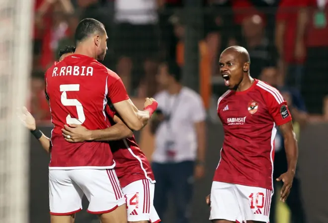 فرحة لاعبي الأهلي المصري.