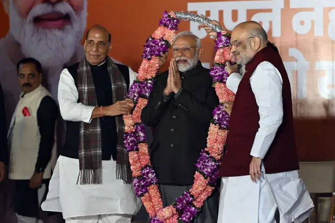 নয়া দিল্লিতে বিধানসভা নির্বাচনে জয়ের পর তোলা ছবি। 