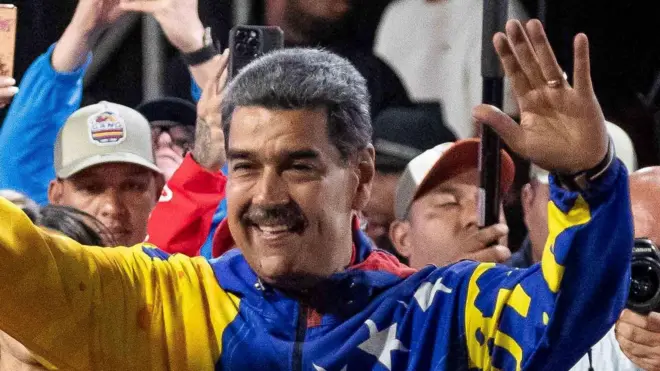 Nicolas Maduro celebrating in Caracas