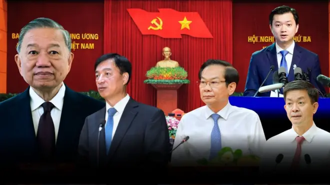 Ảnh thiết kế: từ trái qua: các ông Tô Lâm, Nguyễn Duy Ngọc, Đỗ Thanh Bình, Nguyễn Minh Triết, Lê Quang Tùng