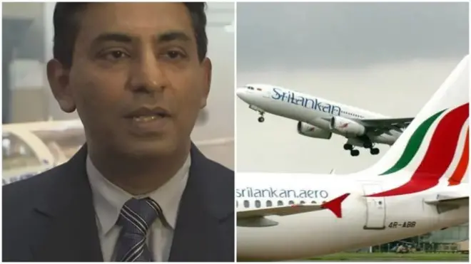 කපිල චන්ද්‍රසේන හා ශ්‍රී&nbsp;ලංකන් ගුවන් යානා දෙකක ඡායාරූපයකි