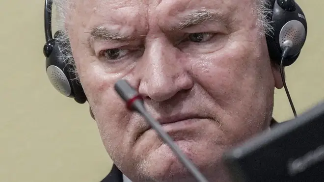 Фото крупним планом Ратко Младича у навушниках