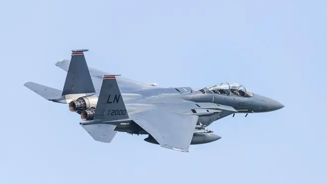 F-15E fighter jet in air