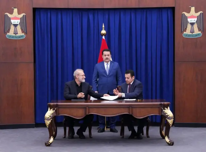 دو مقام ارشد امنیتی ایران و عراق در حضور محمد شیاع سودانی، توافق امنیتی امضا کردند