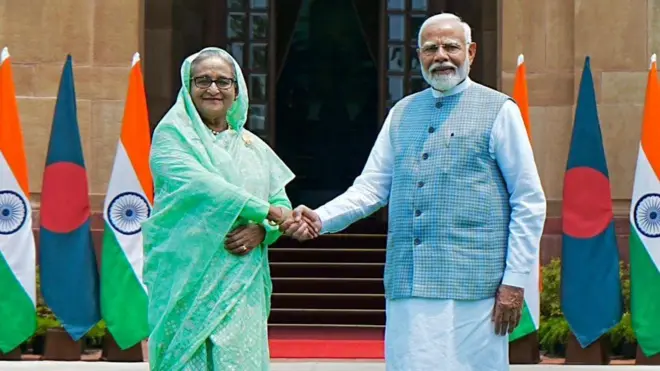 বাংলাদেশের প্রধানমন্ত্রী শেখ হাসিনা ও ভারতের প্রধানমন্ত্রী নরেন্দ্র মোদি