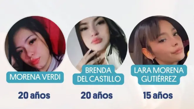 Composición de fotos de las tres mujeres con sus nombres y edades.