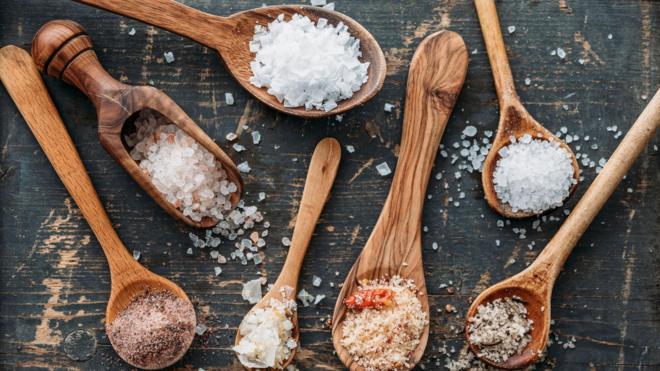 Different types of salt for wooden spoons