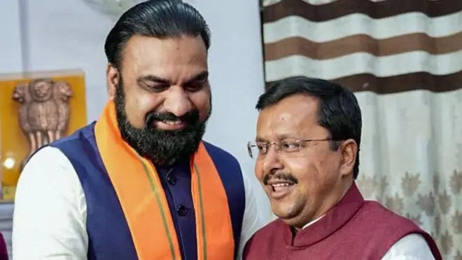 सम्राट चौधरी भारतीय जनता पार्टी के अध्यक्ष नितिन नबीन के साथ