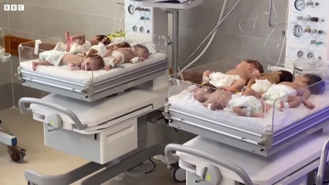 Aworan awọn ọmọ kogbo-kogbo ti wọn ko kuro nile iwosan al-Shifa