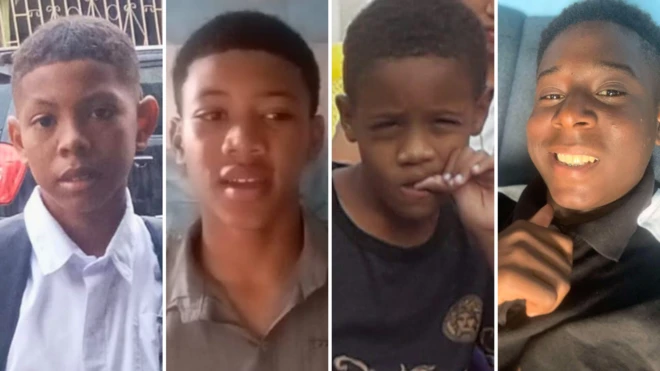 Fotografías de Steven Medina, de 11 años, Saúl Arboleda de 15, y los hermanos Ismael y Josué Arroyo, de 15 y 14 años.