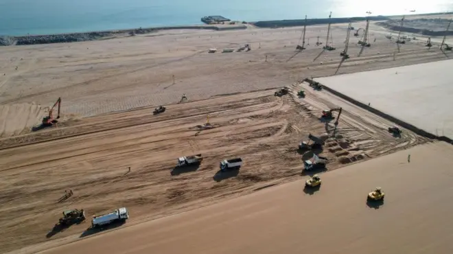 نمای هوایی از بندر بزرگ فاو برای پروژه «راه توسعه»