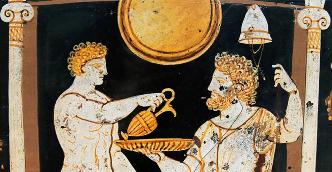 ภาพเขียนบนภาชนะกรีกโบราณจากพิพิธภัณฑ์โบราณคดีแห่งชาติสเปน