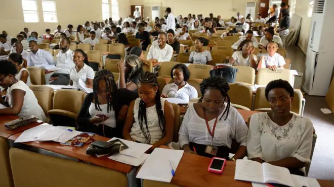 Varsity students in dia classroom for Nigeria Tertiary institution 