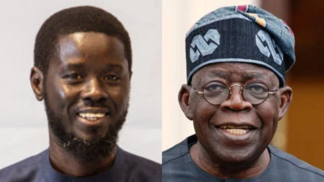 Aworan Aarẹ to jawe olubori ni Sengal, Bassirou Faye ati Aarẹ Naijiria, Bóla Tinubu
