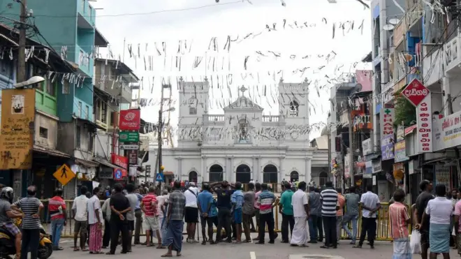 A general view of St. Anthony's Shrine in Colombo on April 29, 2019, a week after a series of bomb blasts targeting churches and luxury hotels on Easter Sunday in Sri Lanka.