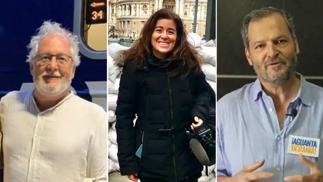 El escritor Héctor Abad Faciolince, la periodista Catalina Gómez Ángel y el excomisionado de Paz de Colombia, Sergio Jaramillo.
