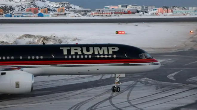 El avión en el que el hijo de Trump visitó Groenlandia en enero de 2025.