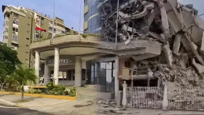 El antes y el después de un hotel destruido en La Guaira. 