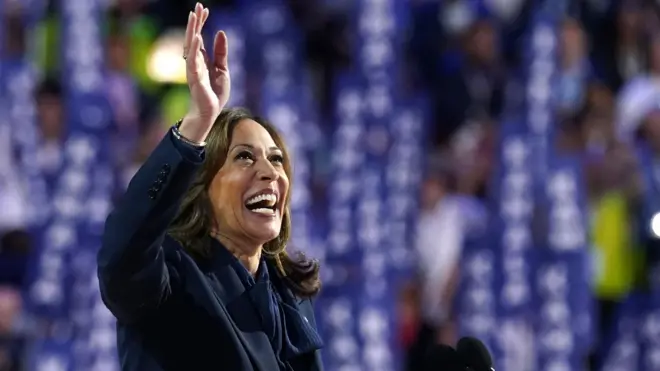 Kamala Harris en la última noche de la Convención Nacional Demócrata, el 22 de agosto de 2024, en Chicago, Illinois, Estados Unidos.
