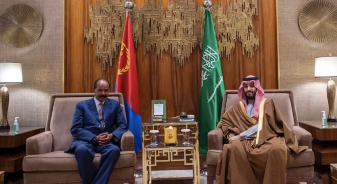 ፕረዚደንት ኢሳይያስ ምስ ወራሲ-ዘውዲ ስዑዲ ዓረብ ልኡል መሓመድ ቢን ሳልማን