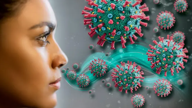 Woman dey inhale corona virus