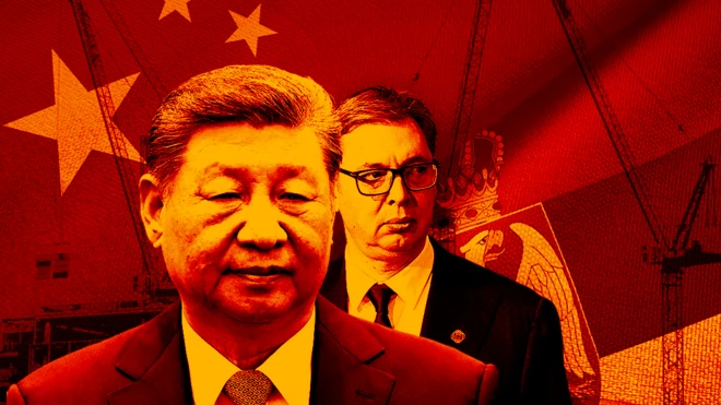 си ђинпинг и александар вућић, илустрација председника Кине и Србије, илустрација Си Ђинпинг и Александар Вучић и заставе кине и србије