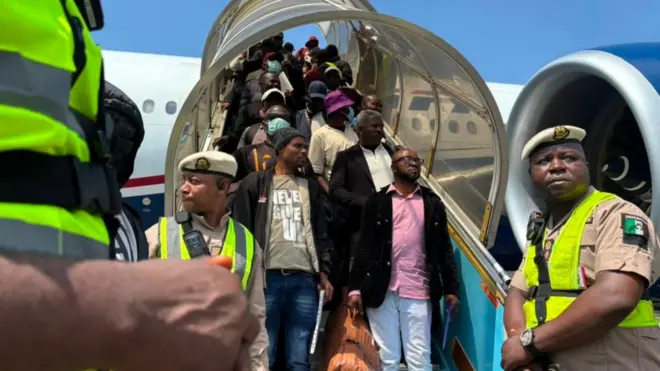 Nigeria nationals wey comot from South Africa land Lagos