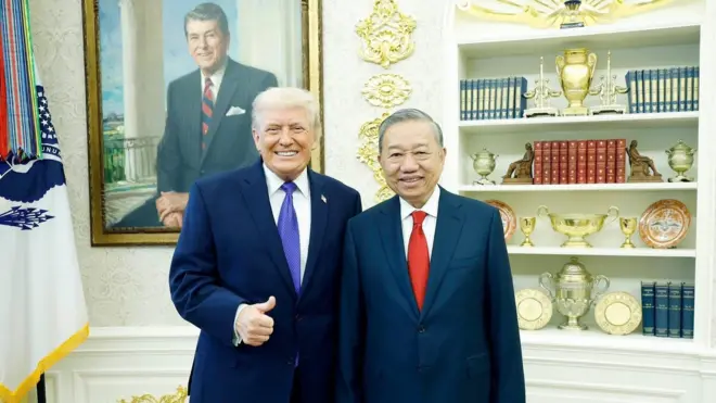 Tổng thống Donald Trump và Tổng Bí thư Tô Lâm tại Nhà Trắng hôm 20/2