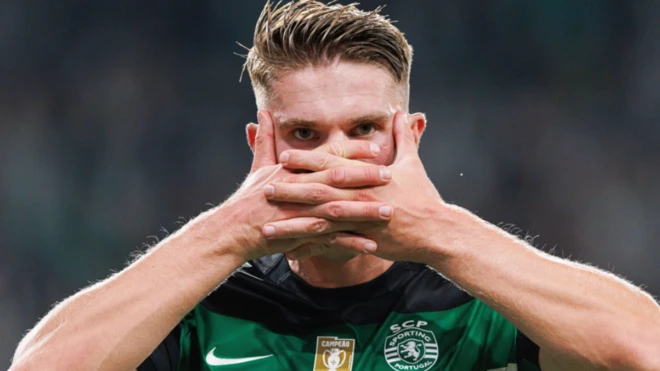 Viktor Gyokeres celebrates scoring for Sporting Lisbon