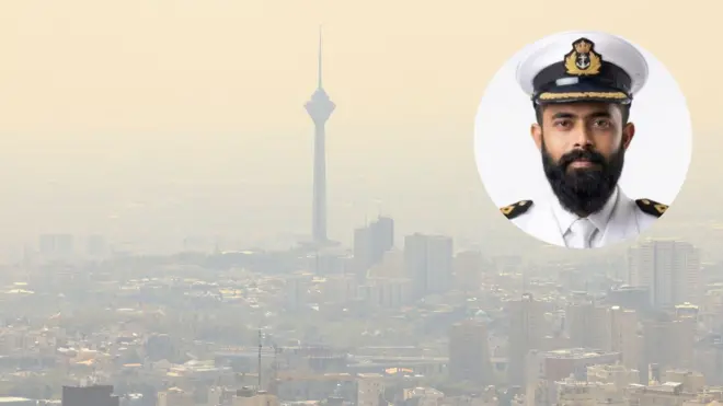 इरानको राजधानी तेहरानको पृष्ठभूमिमा अमृत झाको तस्बिर