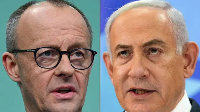 Canciller Merz y el primer ministro de Israel Benjamin Netantayahu