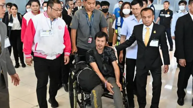 แรงงานชาวไทยที่ถูกยิงที่ขา