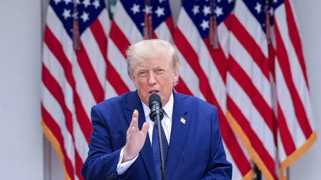 Donald Trump em evento no jardim da Casa Branca