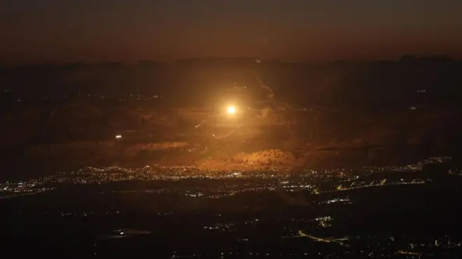 Israel's Iron Dome air defense system intercepts projectiles fired from southern Lebanon