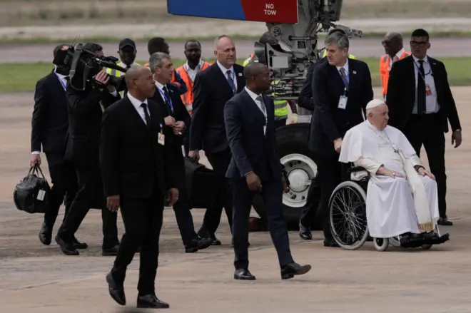 Le Pape François à son arrivée à Kinshasa ce 31 janvier 2023